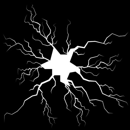 Crack for Disaster Design Isolated on Black Background. Earthquake Failures. Movement of the Earths Crustのイラスト素材