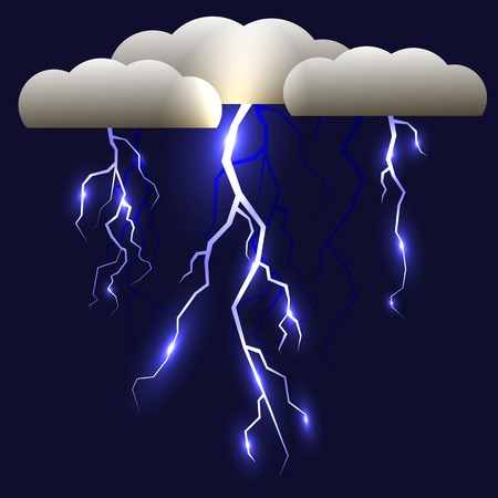 White Lightning Isolated on Blue Background for Your Designのイラスト素材