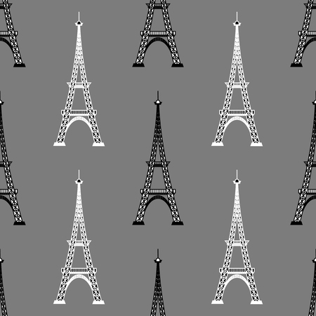 Eiffel Tower Seamless Background. French Tower Pattern. Symbol of Parisのイラスト素材