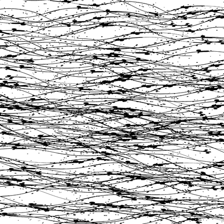 Abstract Grunge Texture. Black Ink Background. Dirty Monochrome Pattern.  Brush Painted Design Elementのイラスト素材