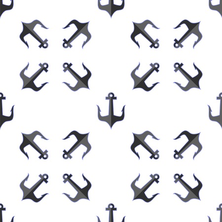 Set of Anchor Isolated on White Background. Anchor Seamless Pattern. Marine Designのイラスト素材