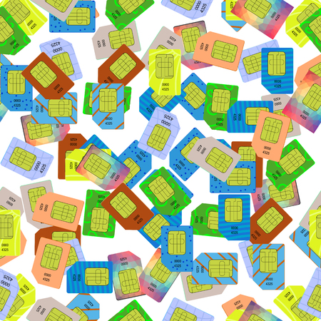 SIM Cards Seamless Pattern on White Background.のイラスト素材