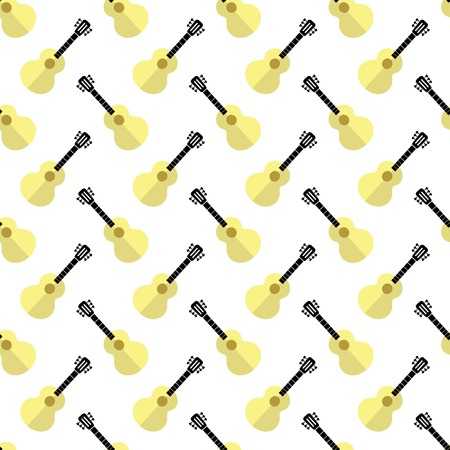 Guitar Silhouette Seamless Background. Musical Instrument Patternのイラスト素材