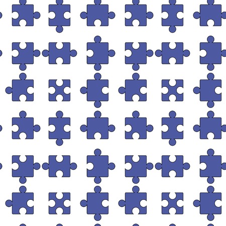 Set of Blue Pazzle Isolated on White Background. Seamless Jigsaw Patternのイラスト素材