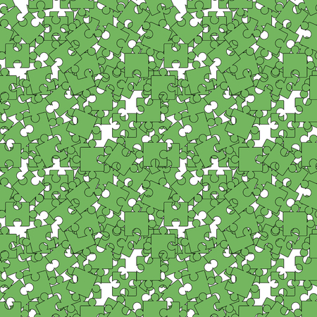 Set of Green Pazzle  on White Background. Seamless Jigsaw Patternのイラスト素材