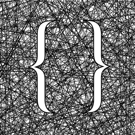 Curly Bracket Icon on Ink Grunge Backgroundのイラスト素材