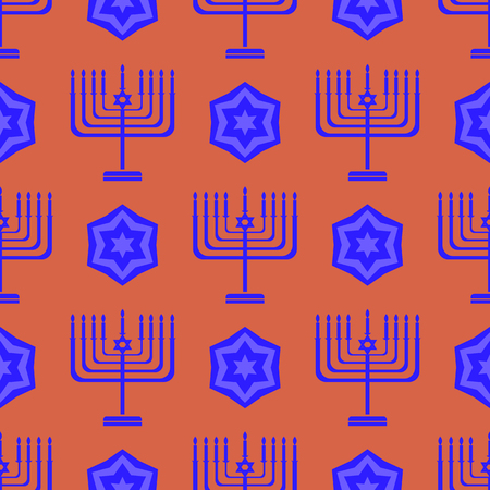 Blue David Star  Seamless Background. Menorah Jewish Symbol of Religionのイラスト素材