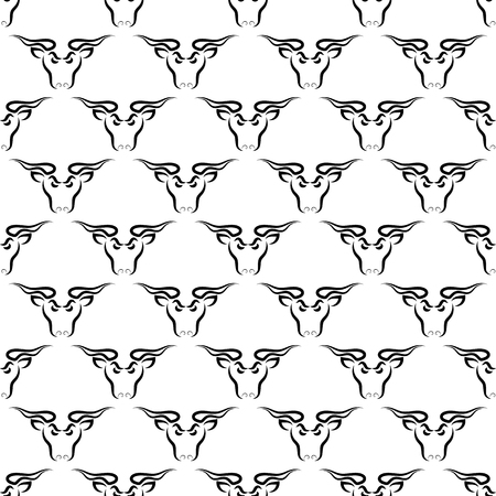 Bull Head Icon Seamless Pattern. Farm Cow Backgroundのイラスト素材