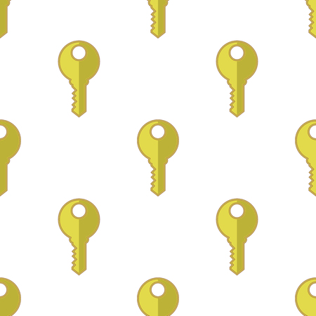 Yellow Keys Isolated on White Background. Seamless Gold Key Patternのイラスト素材