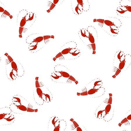 Sea Food Background. Red Omar Seamless Patternのイラスト素材