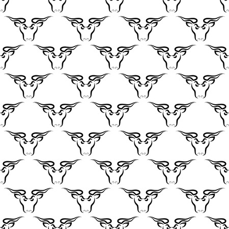 Bull Head Icon Seamless Pattern. Farm Cow Backgroundのイラスト素材