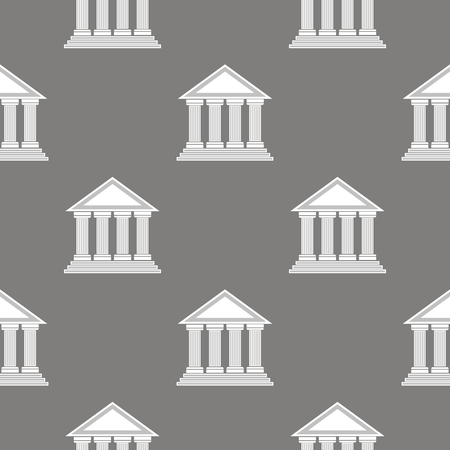 Greek Temple Icon Seamless Pattern on Grey Background.のイラスト素材