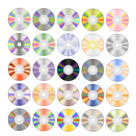 Set of Colorful Different Compact Discs Isolated on White Backgroundのイラスト素材