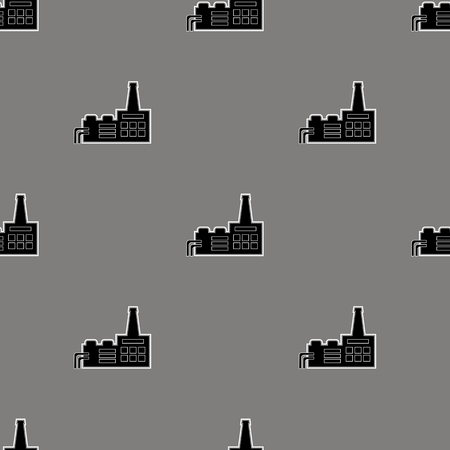 Seamless Grey Industrial Pattern. Chemical Factory Iconsのイラスト素材