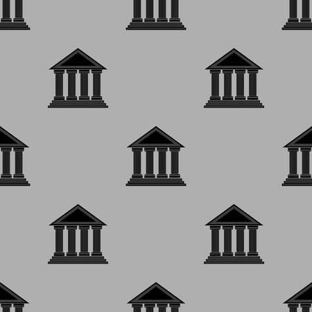 Greek Temple Icon Seamless Pattern on Grey Background.のイラスト素材