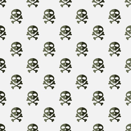Skull Cross Bones Seamless Pattern. Skull Isolated on Whiteのイラスト素材