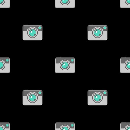 Digital Camera Icon Seamless Pattern on Black Background.のイラスト素材