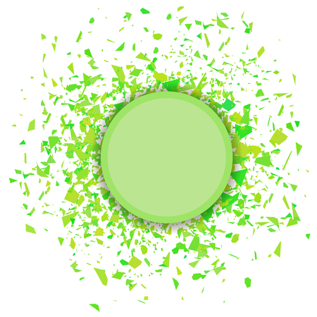 Yellow Confetti Round Banner Isolated on White Background. Set of Particles.のイラスト素材