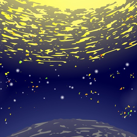 Space Background. Universe Filled with Stars. Natural Night Sky. Sun and Earth. Milky Way Galaxy.のイラスト素材