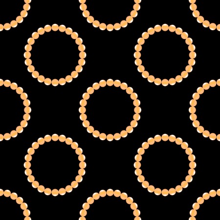 Pearl Necklake Seamless Patttern on Black. Natural Bjoutetie Backgroundのイラスト素材