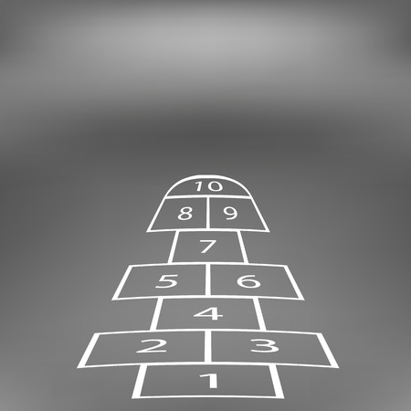 Hopscotch Game Isolated on Abstract Soft Grey Background.のイラスト素材