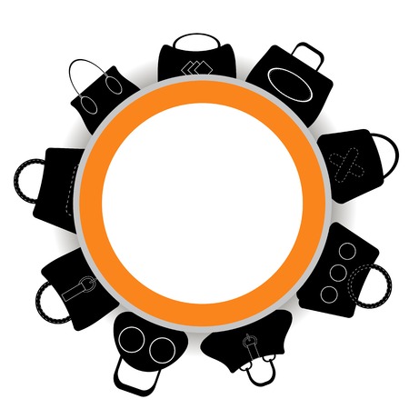 Round Banner. Collection of Womens Handbags on White Backgroundのイラスト素材