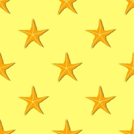 Exotic Seafish Seamless Pattern on Yellow Backgroundのイラスト素材