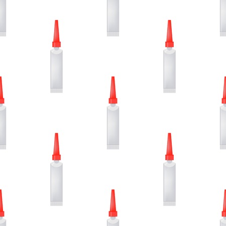 Glue Seamless Pattern on White. Set of Plastic Glue Tubes Backgroundのイラスト素材