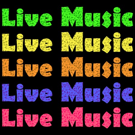 Musical Background. Guitar Silhouettes  Pattern. Decorative Live Misic Text