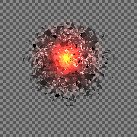 Explosion Cloud of Grey Pieces on Checkered Background. Sharp Particles Randomly Fly in the Air.のイラスト素材