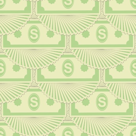 Set of Paper Dollars Seamless Pattern on White Background. American Banknotes. Cash Money. US Currencyのイラスト素材