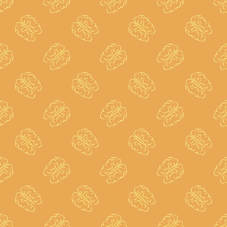 Human Brain Icon Seamless Pattern on Orange Backgroundのイラスト素材