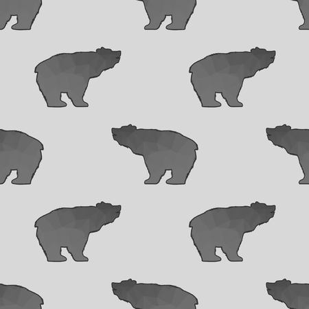 Bear Polygonal Seamless Pattern. Animal Silhouette Backgroundのイラスト素材
