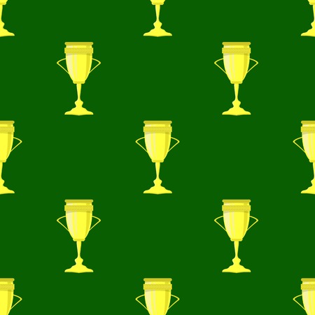 Gold Award Icon Isolated on Green Background. Sport Seamless Patternのイラスト素材