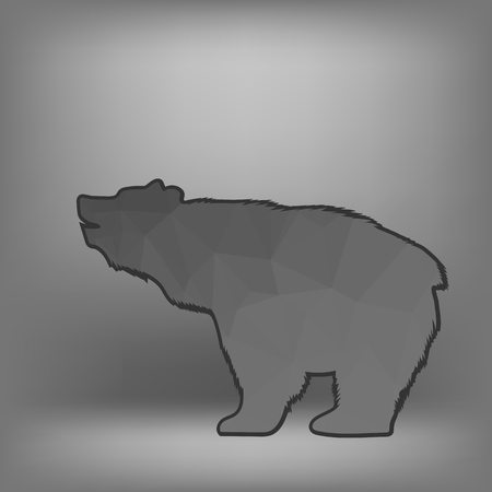 Bear Polygonal Silhouette Isolated on Blurred Grey Backgroundのイラスト素材