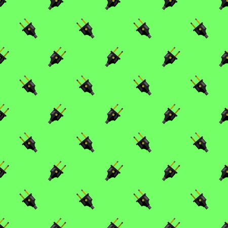 Power Plug Seamless Pattern on Green Backgroundのイラスト素材