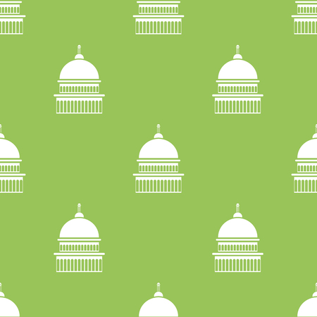 Capitol Icon Seamless Pattern Isolated on Green Backgroundのイラスト素材