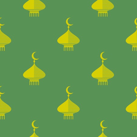 Yellow Dome Icon Seamless Pattern Isolated on Green Backgroundのイラスト素材