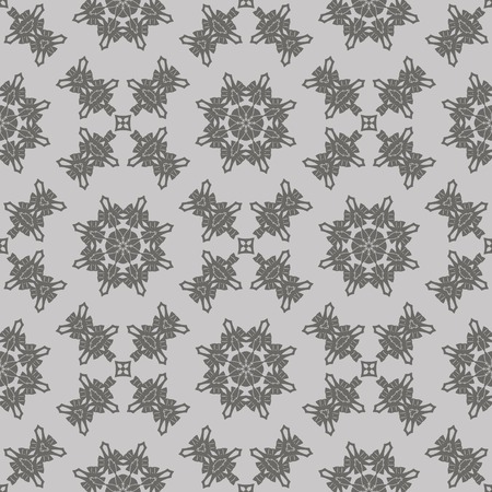 Grey Ornamental Seamless Line Pattern. Endless Texture. Oriental Geometric Ornamentのイラスト素材