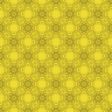 Yellow Ornamental Seamless Line Pattern. Endless Texture. Oriental Geometric Ornamentのイラスト素材
