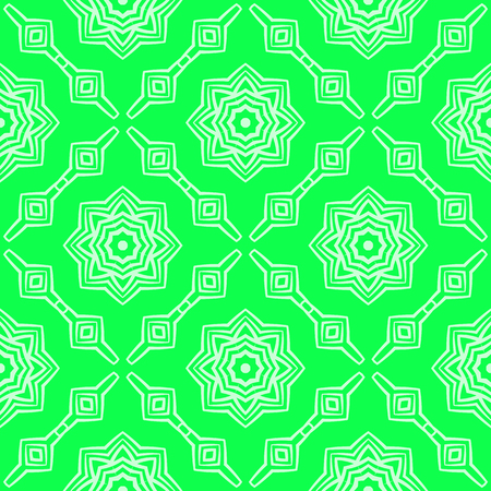 Green Ornamental Seamless Line Pattern. Endless Texture. Oriental Geometric Ornamentのイラスト素材