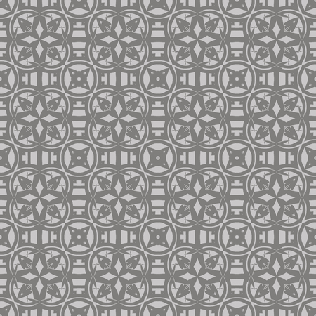 Grey Ornamental Seamless Line Pattern. Endless Texture. Oriental Geometric Ornamentのイラスト素材