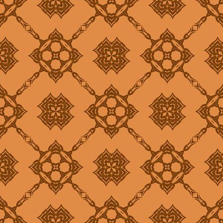 Orange Ornamental Seamless Line Pattern. Endless Texture. Oriental Geometric Ornamentのイラスト素材