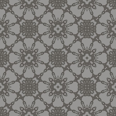 Grey Ornamental Seamless Line Pattern. Endless Texture. Oriental Geometric Ornamentのイラスト素材