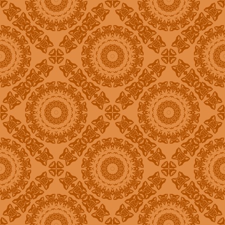 Orange Ornamental Seamless Line Pattern. Endless Texture. Oriental Geometric Ornamentのイラスト素材