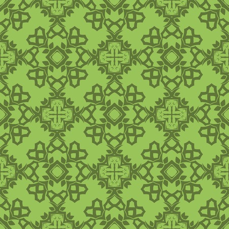 Green Ornamental Seamless Line Pattern. Endless Texture. Oriental Geometric Ornamentのイラスト素材