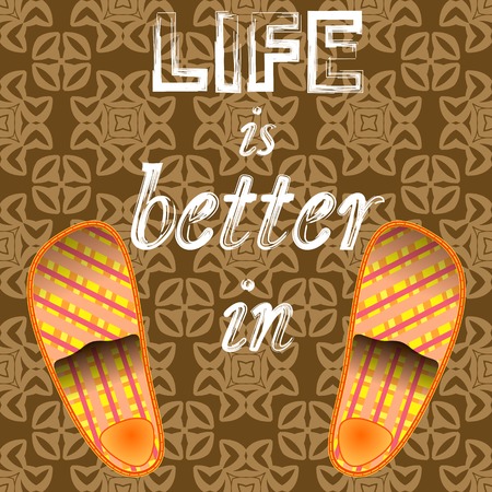 Home Slippers Poster Ornamental Background. Grange Positive Quote. Sweet Home.のイラスト素材