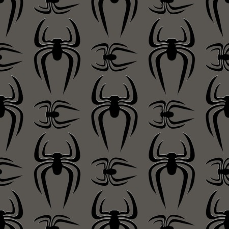 Poisonous Spider Seamless Pattern on Grey Backgroundのイラスト素材