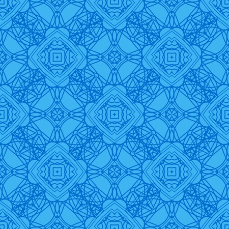 Blue Ornamental Seamless Line Pattern. Endless Texture. Oriental Geometric Ornamentのイラスト素材