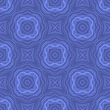 Blue Ornamental Seamless Line Pattern. Endless Texture. Oriental Geometric Ornament